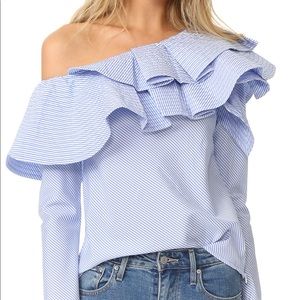 Shopbop Stylekeepers Blue Stripe Ruffle Top Small